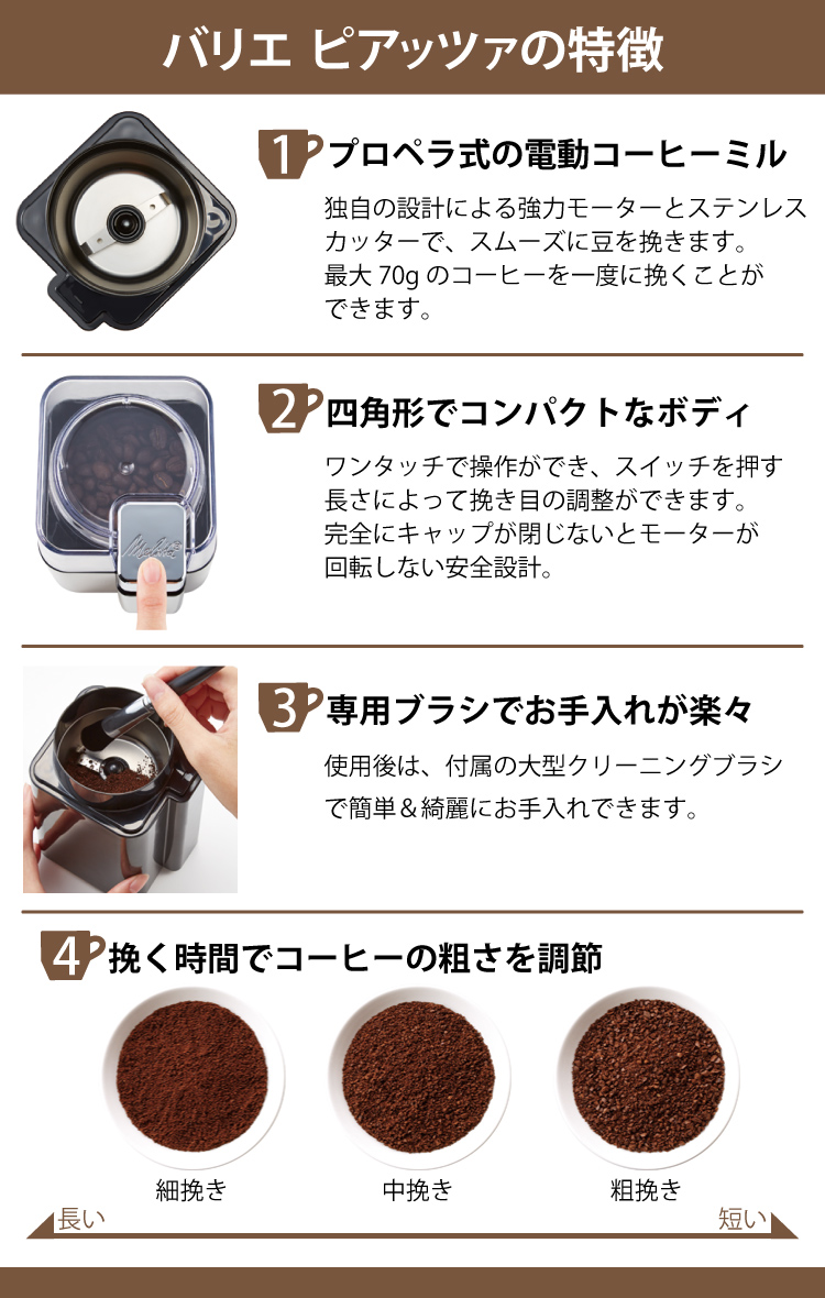 Lohaco メリタ バリエ ピアッツァ電動コーヒーミル コーヒー用品 ティー用品 グルメコーヒー豆専門 加藤珈琲店