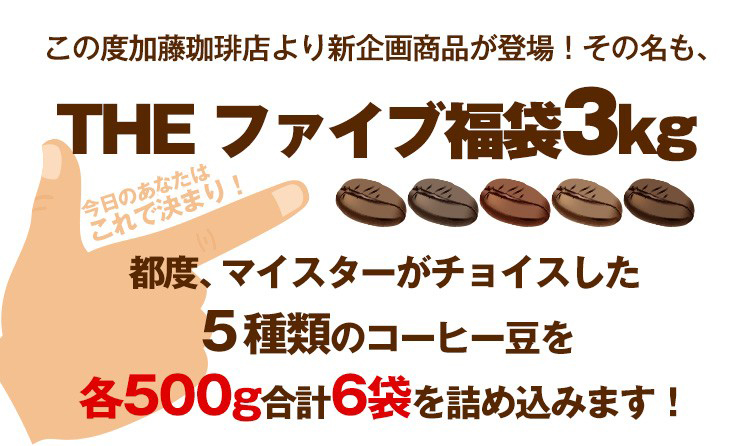 コーヒーマイスターがチョイスした5種類の珈琲豆各500g合計6袋